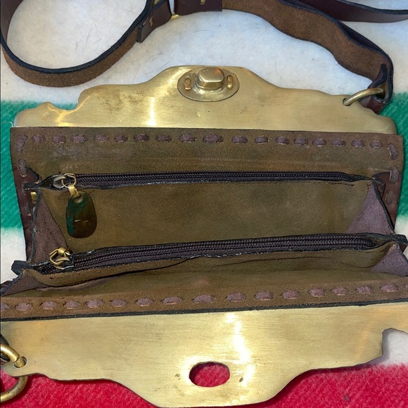 Vintage handmade leather brass purse - Picture 3 of 7